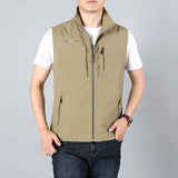 MAIDANGDI Men's Waistcoat  Jackets Vest 2020 Summer New Solid Color Stand Collar  Climbing Hiking Work Sleeveless With Pocket